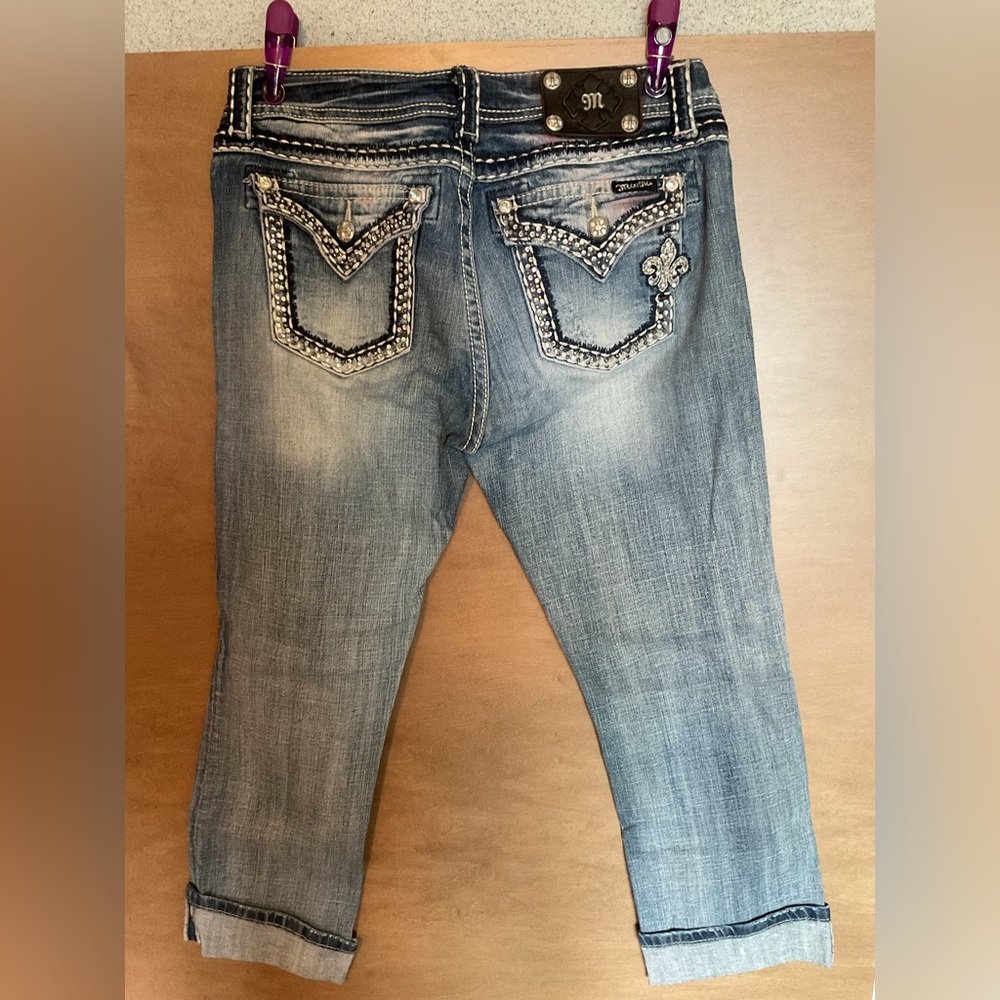 Miss Me Light Blue Embellished Cropped Jeans